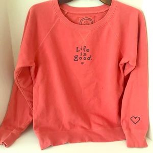 Life Is Good Coral crew neck sweatshirt